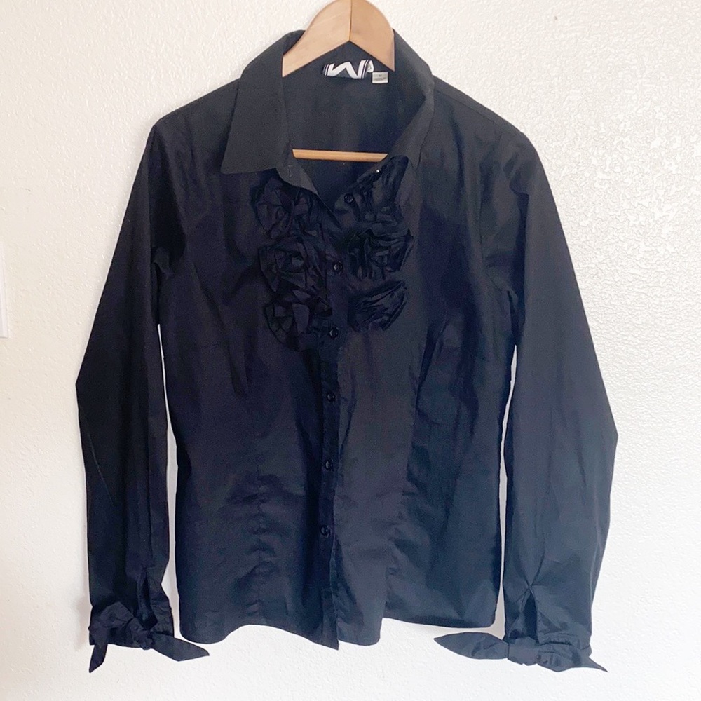 Marc Bouwer Black Floral Button Front Shirt